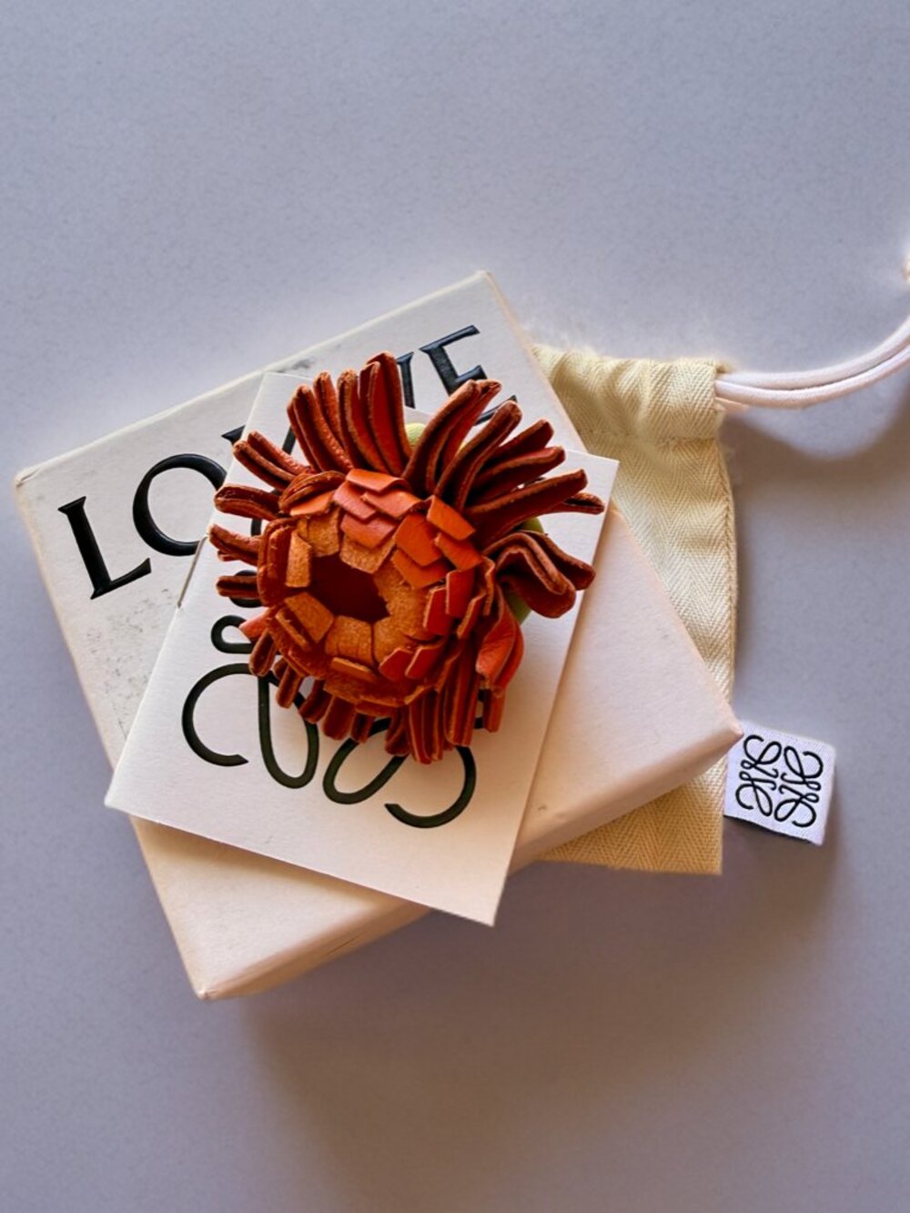 Loewe Orange Leather Flower Stud Bag Charm